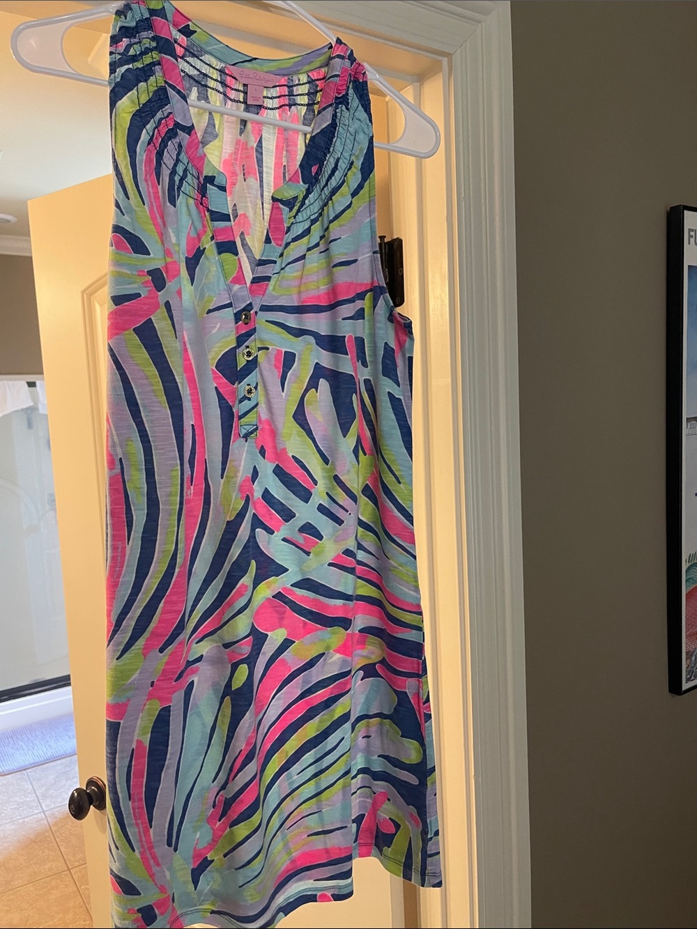 Lilly Pulitzer Sleeveless Multicolor Abstract Shift Dress - Pink, Blue & Lime